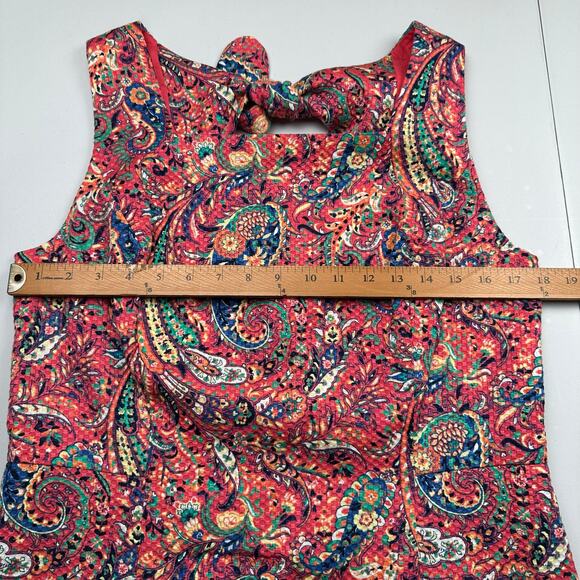 Talbots Dress Women 12 Pink Paisley Sleeveless Keyhole Back Bonaire Spring Party - Picture 10 of 13